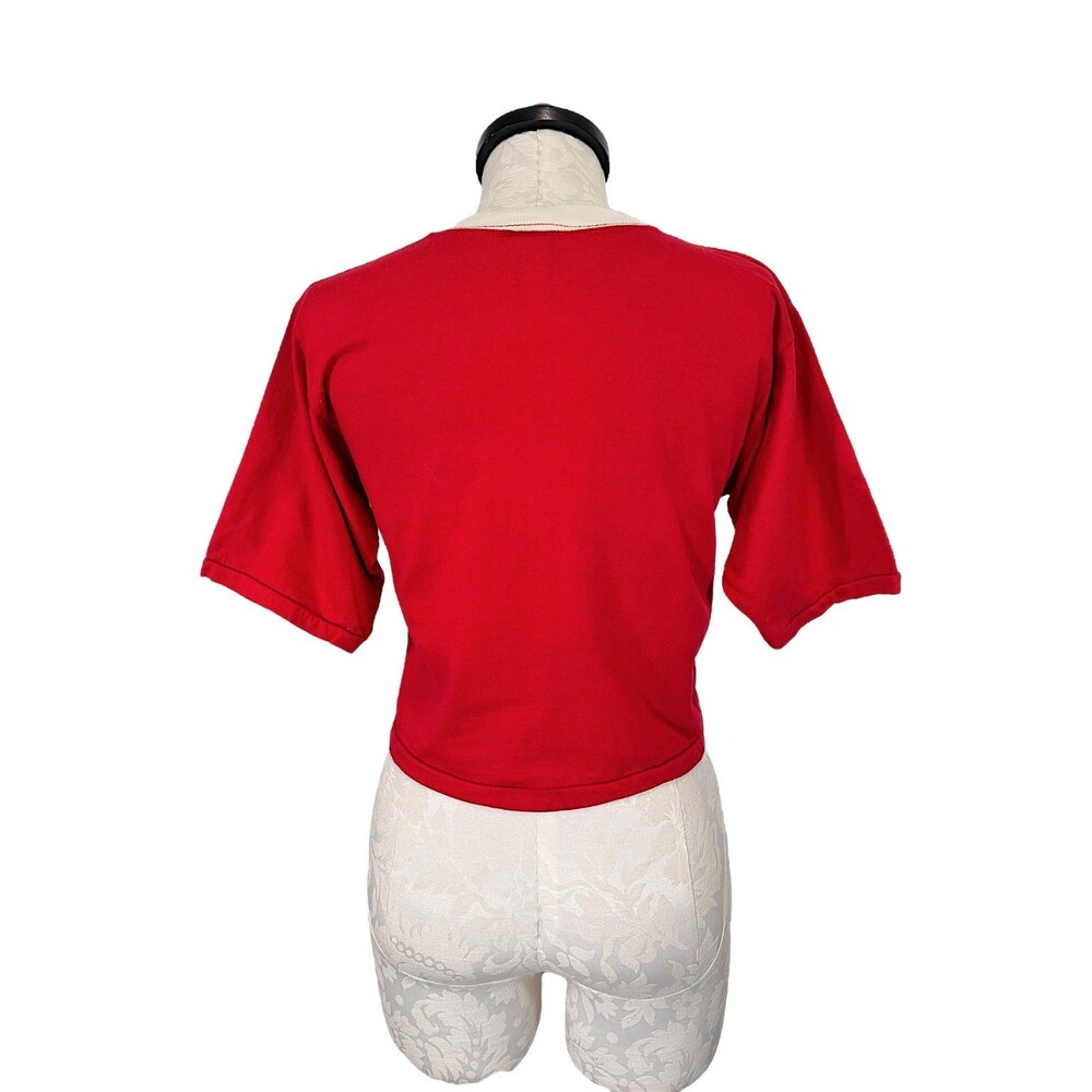Vintage Russell Athletics Stanford Ringer Crop Top T-Shirt Medium - Picture 3 of 8